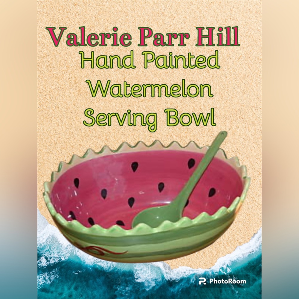 Ceramic Watermelon made exclusively for Valerie Parr Hill. Hand painted RETIRED